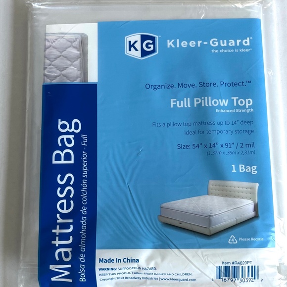 Kleer Guard Full Pillow Top Mattress Bag Cover Clear New - Picture 1 of 4